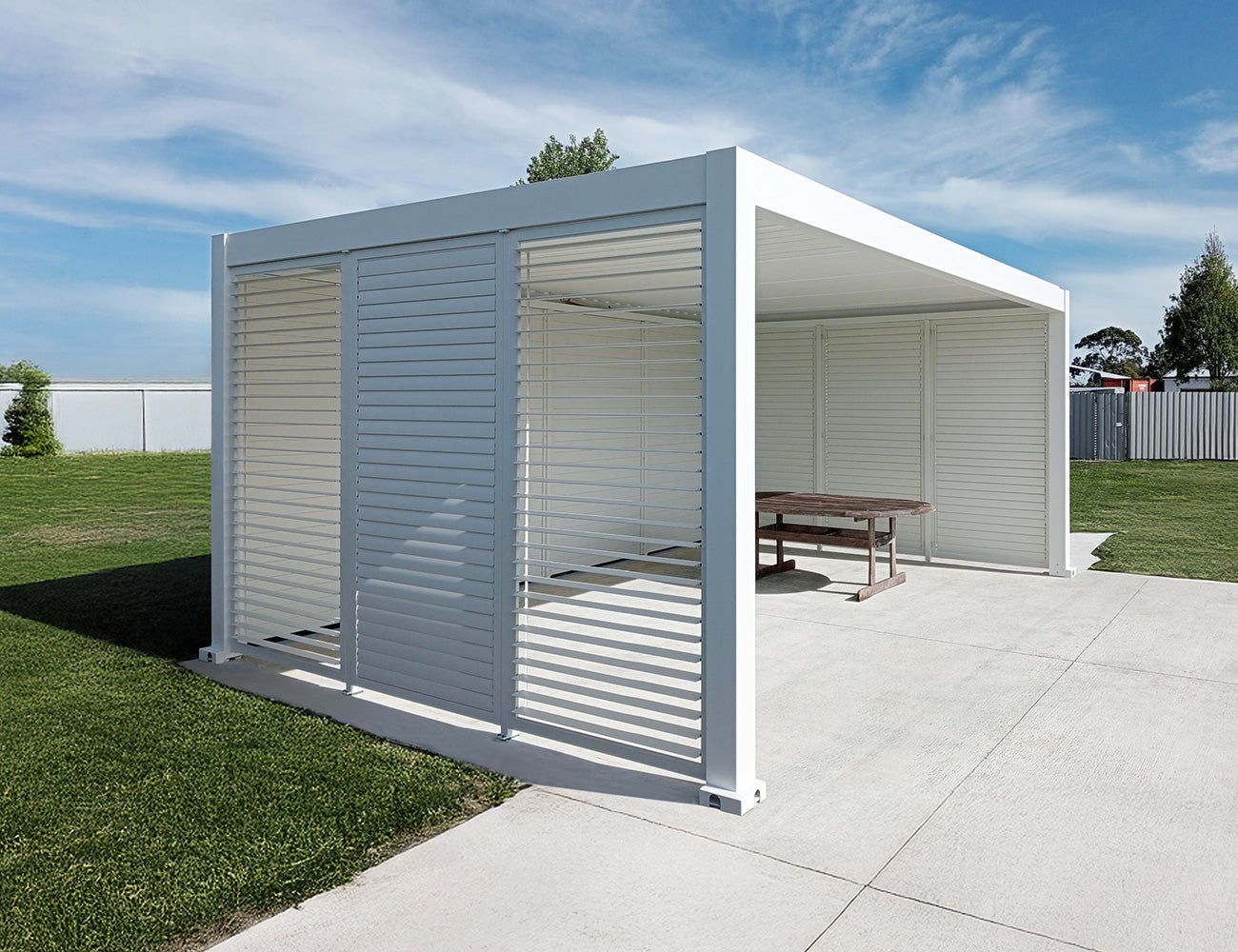 Baltic Freestanding Pergola Shutter Wall