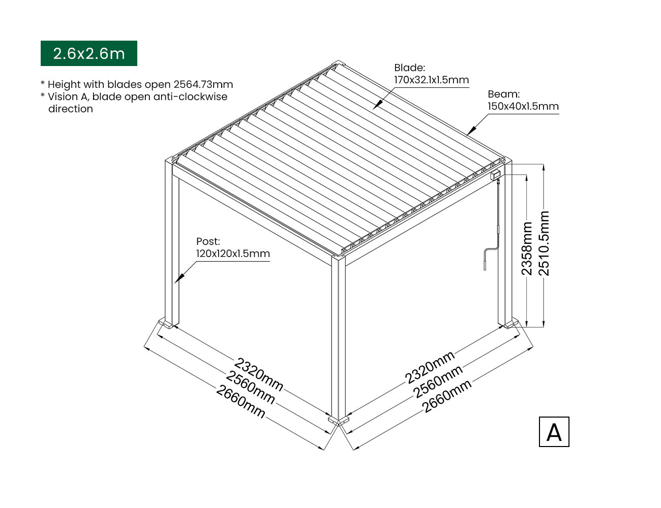 Baltic Manual Freestanding Louvre Roof Aluminium Pergola