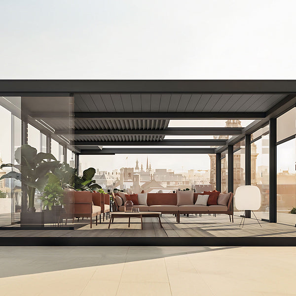 Mediterranean Motorised Retractable Louvre Roof System