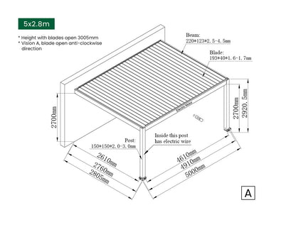 Tasman Motorised Wall Mounted Louvre Roof Aluminium Pergola