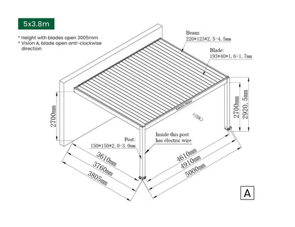 Tasman Motorised Wall Mounted Louvre Roof Aluminium Pergola